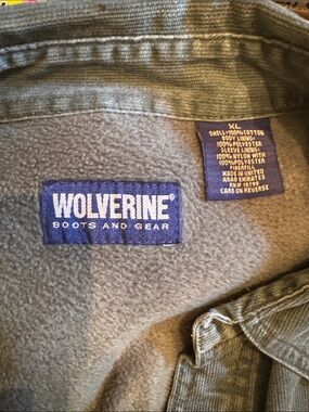 Wolverine Olive Green Fleece-Lined Utility Jacket small pin stripes